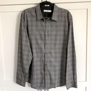 CALVIN KLEIN - Men’s Gray Plaid Dress Shirt - LG